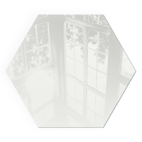 Hexagonal glass hearth for wood stove Ivory color