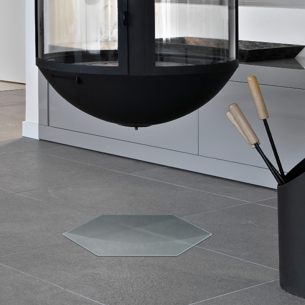 Hexagonal hearth pad for fireplace Icy visual effect