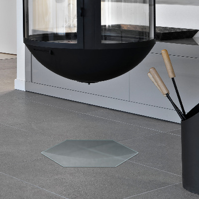 Hexagonal hearth pad for fireplace Icy visual effect