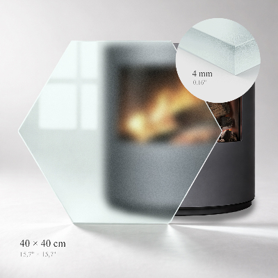 Hexagonal hearth pad for fireplace with an icy visual effect