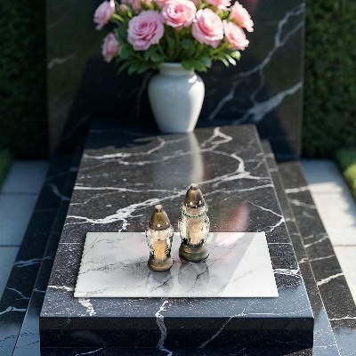 Grave candle coaster Elegant marble texture