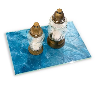 Glass candle plate Blue water