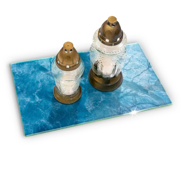 Glass candle plate Blue water