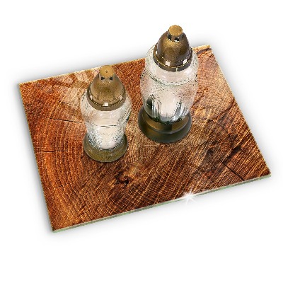 Glass candle plate Wood tree grain