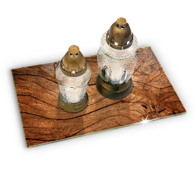 Glass candle plate Wood board texture