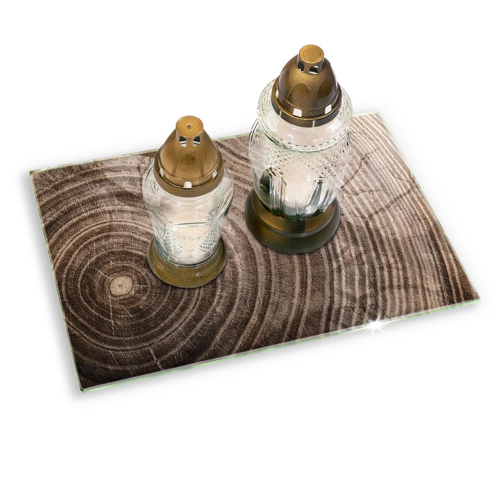 Glass candle plate Wood tree grain