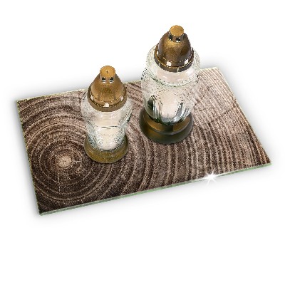 Glass candle plate Wood tree grain