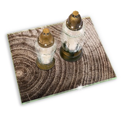 Glass candle plate Wood tree grain