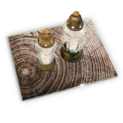 Glass candle plate Wood tree grain