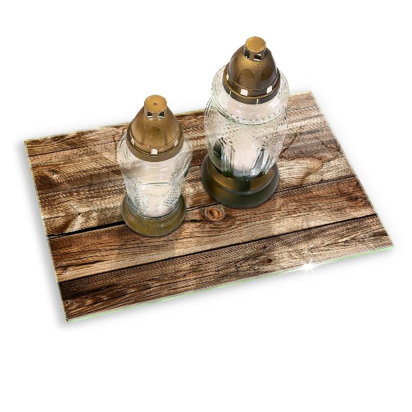 Glass candle plate Wood texture boards