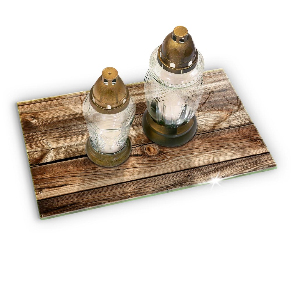 Glass candle plate Wood texture boards