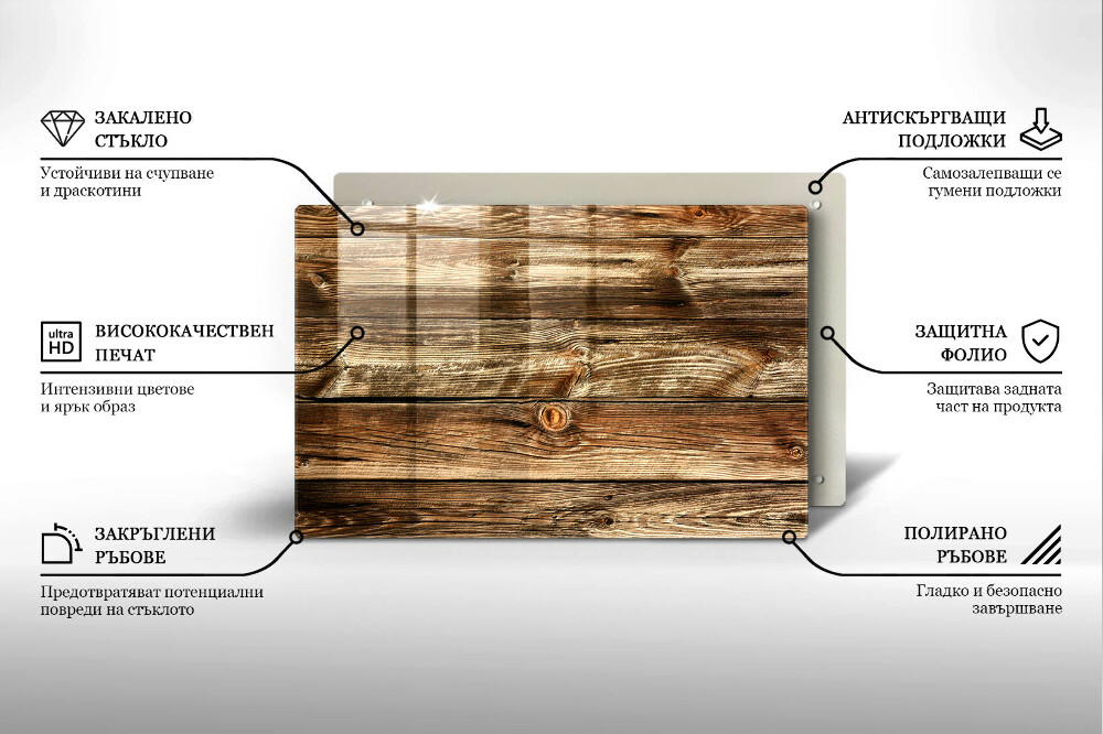 Glass candle plate Wood texture boards