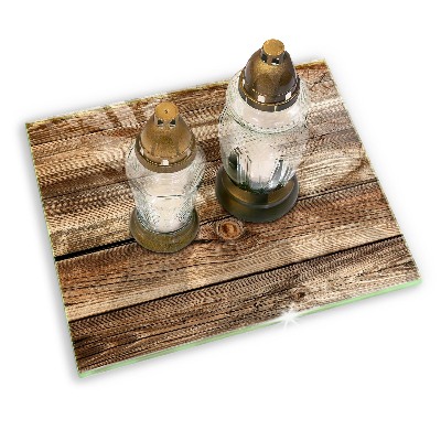 Glass candle plate Wood texture boards