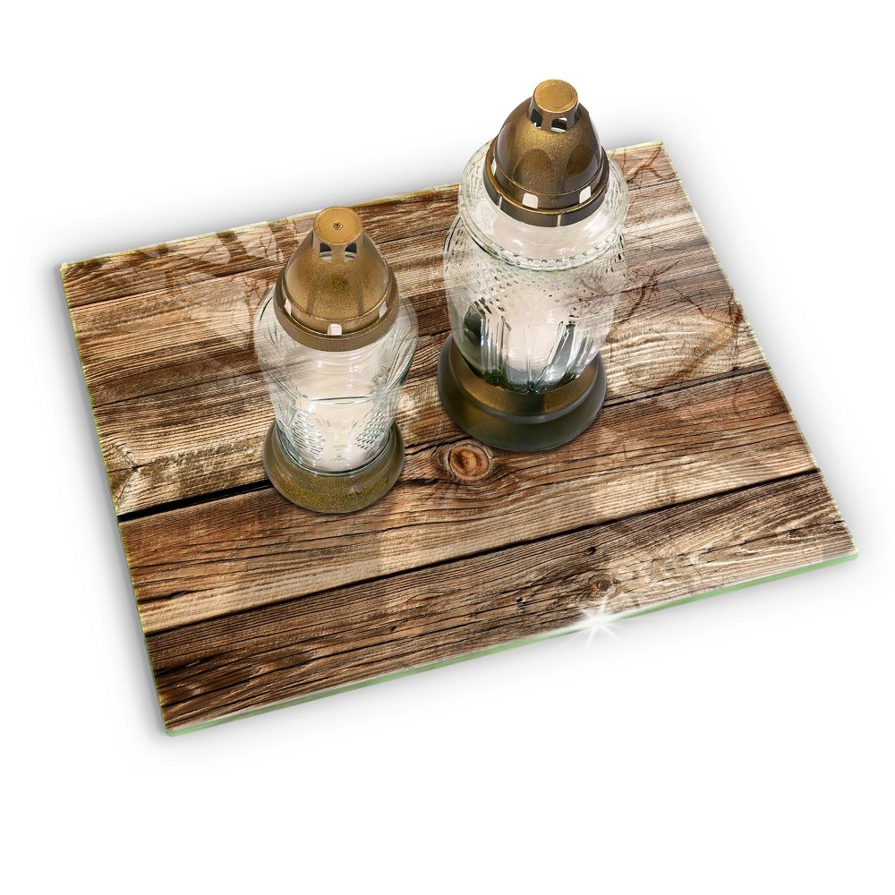 Glass candle plate Wood texture boards