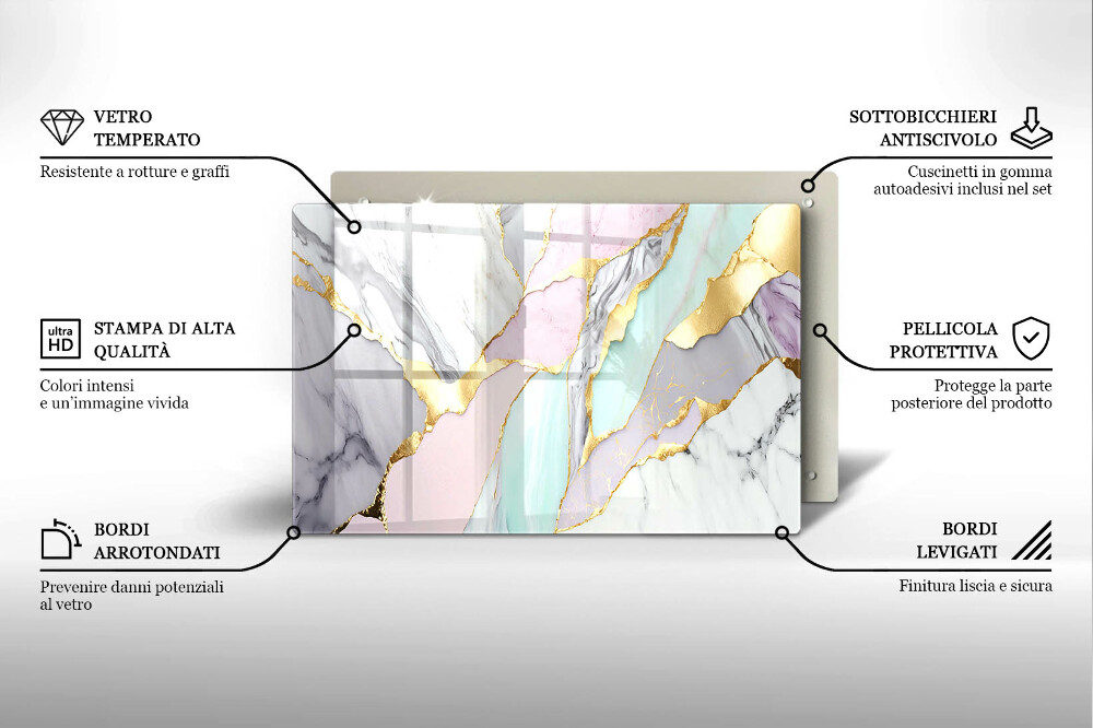 Glass candle plate Pastel marble