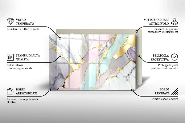 Glass candle plate Pastel marble