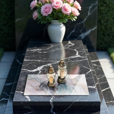 Grave candle coaster Pastel marble