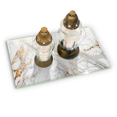 Glass candle plate Light marble with gold