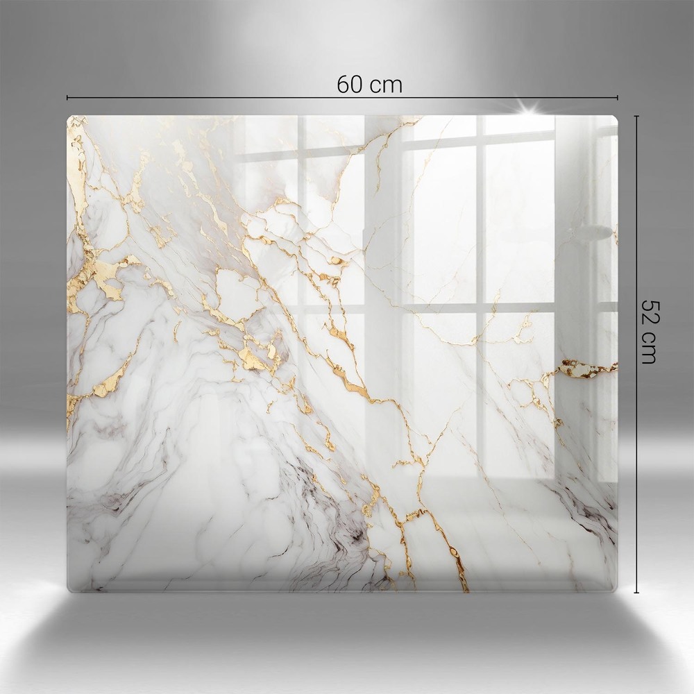 Glass candle plate Light marble with gold