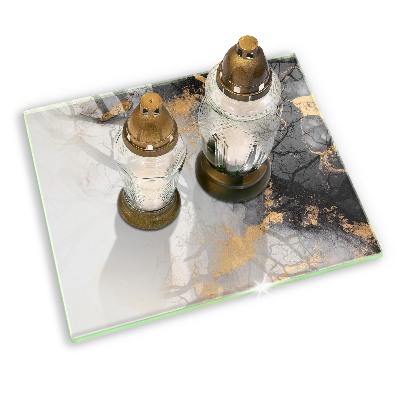 Grave candle coaster Abstract with gold