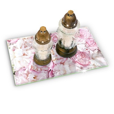 Grave candle coaster Bouquet of peonies