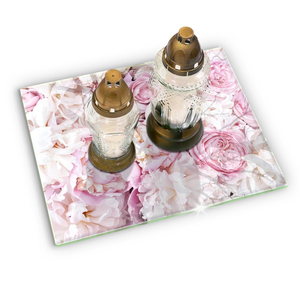 Grave candle coaster Bouquet of peonies