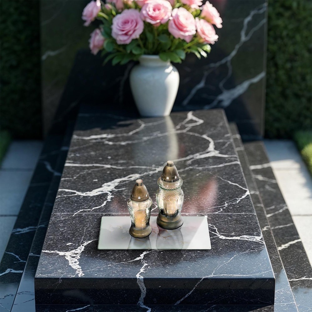 Grave candle coaster Elegant marble stone