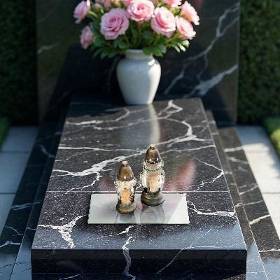 Grave candle coaster Elegant marble stone