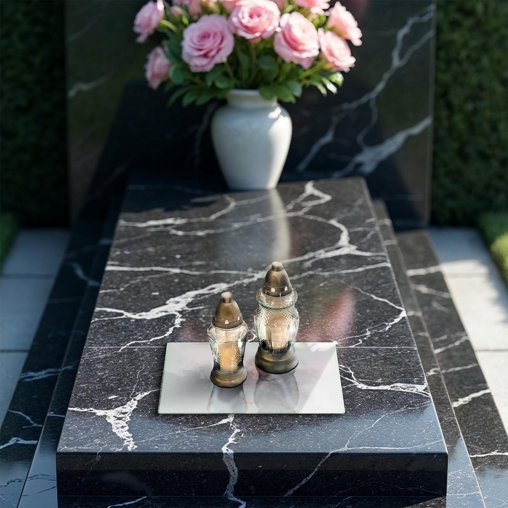 Grave candle coaster Elegant marble stone