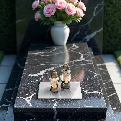 Grave candle coaster Elegant marble stone