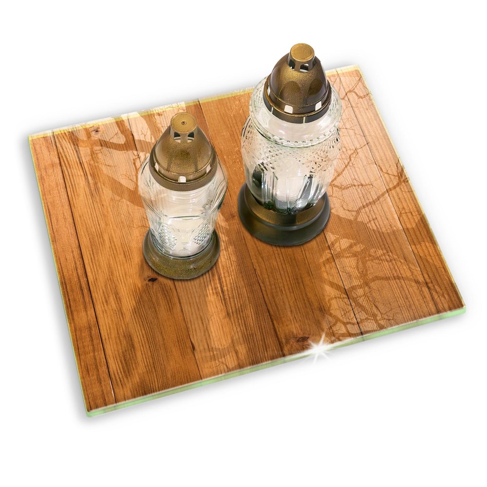 Glass candle plate Wooden boards