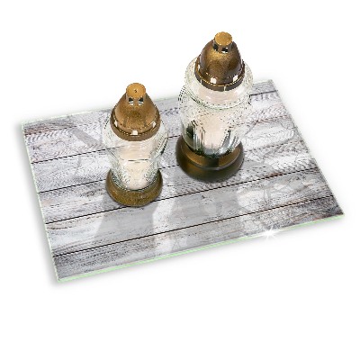 Glass candle plate Light wooden boards