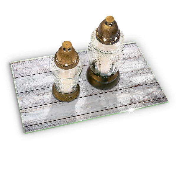 Glass candle plate Light wooden boards