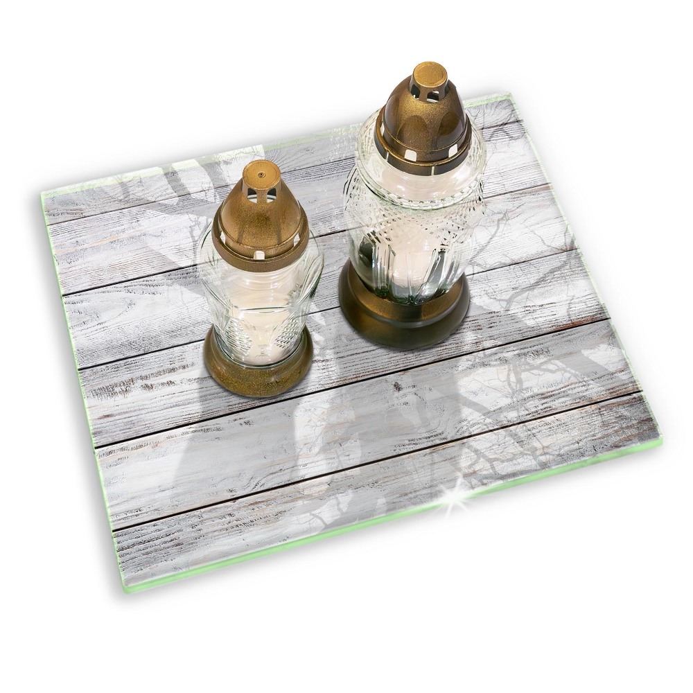 Glass candle plate Light wooden boards