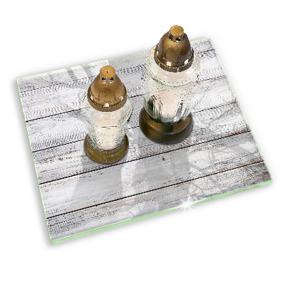 Glass candle plate Light wooden boards