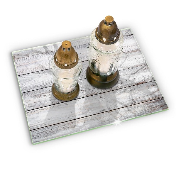 Glass candle plate Light wooden boards