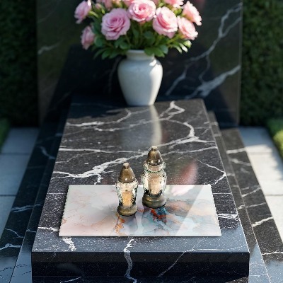 Grave candle coaster Abstract marble