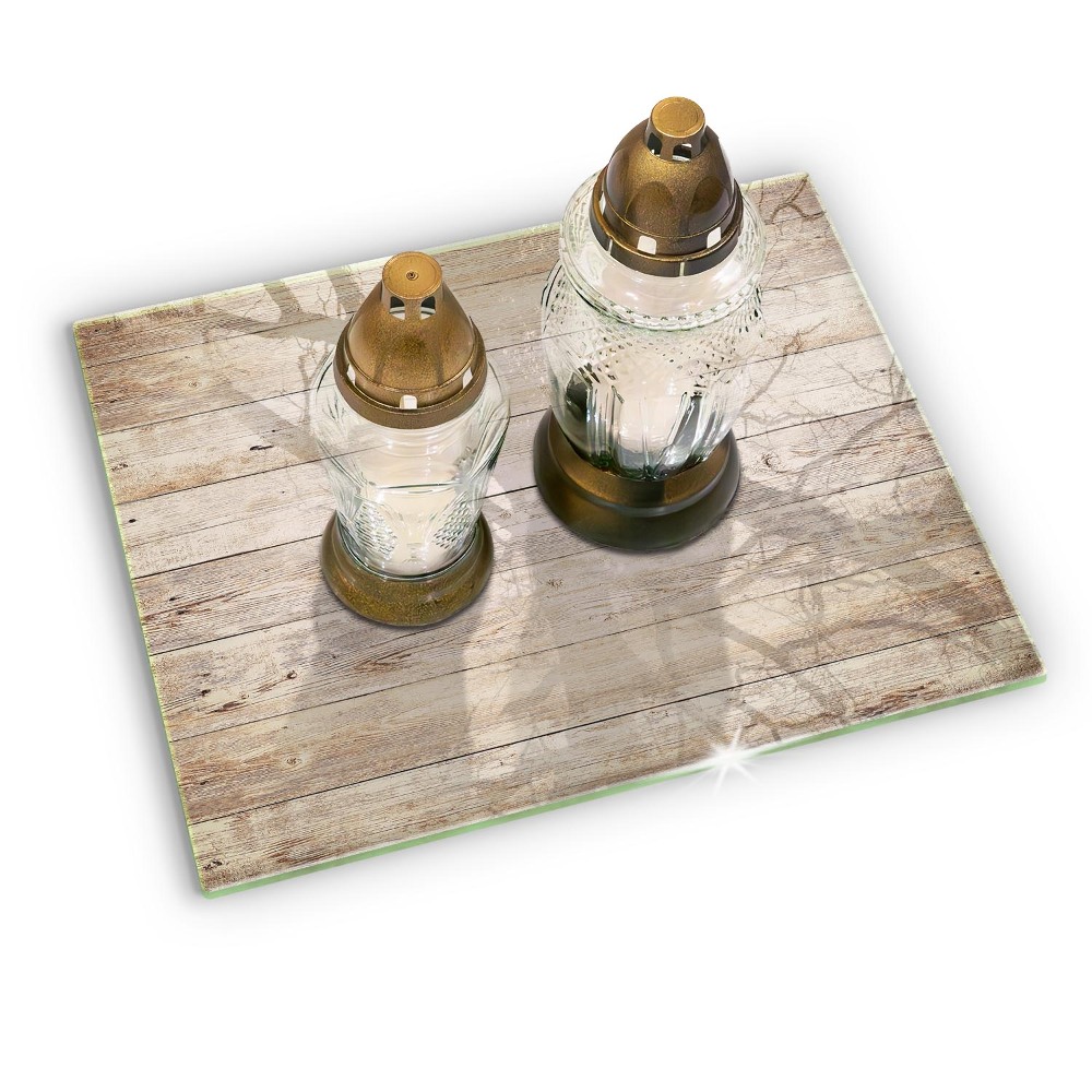 Glass candle plate Wooden boards