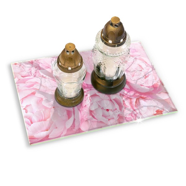 Grave candle coaster Delicate peonies