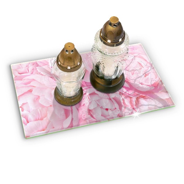 Grave candle coaster Delicate peonies