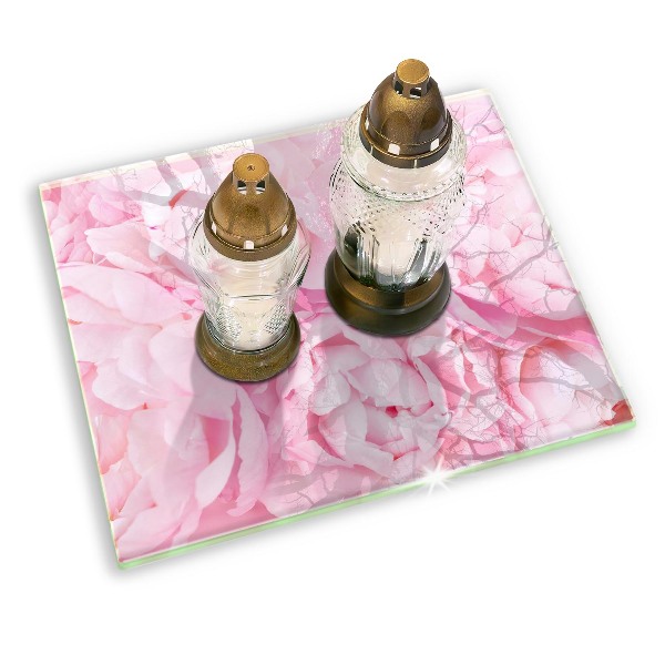 Grave candle coaster Delicate peonies