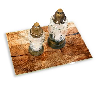 Grave candle coaster Wooden board texture