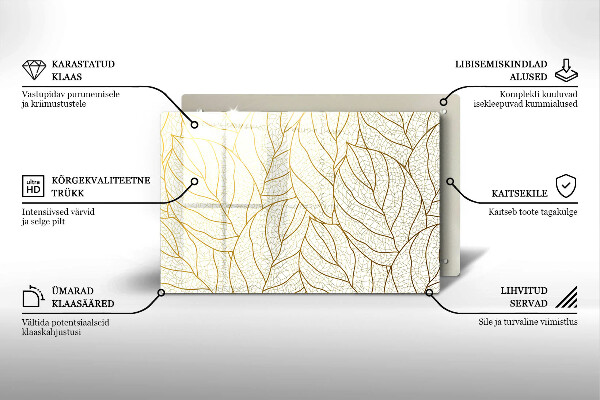 Grave candle coaster Line art leaves pattern