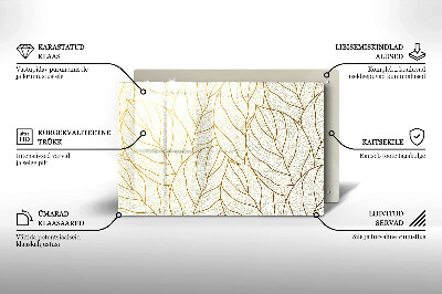 Grave candle coaster Line art leaves pattern