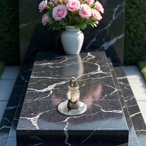 Grave candle plate Delicate marble