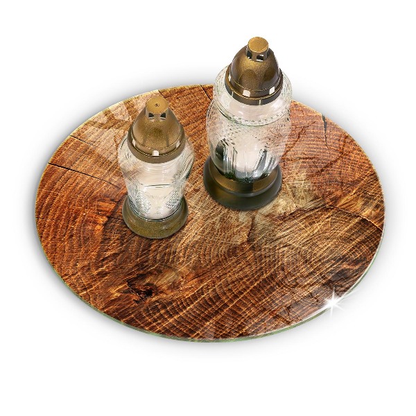 Grave candle coaster Wood tree grain