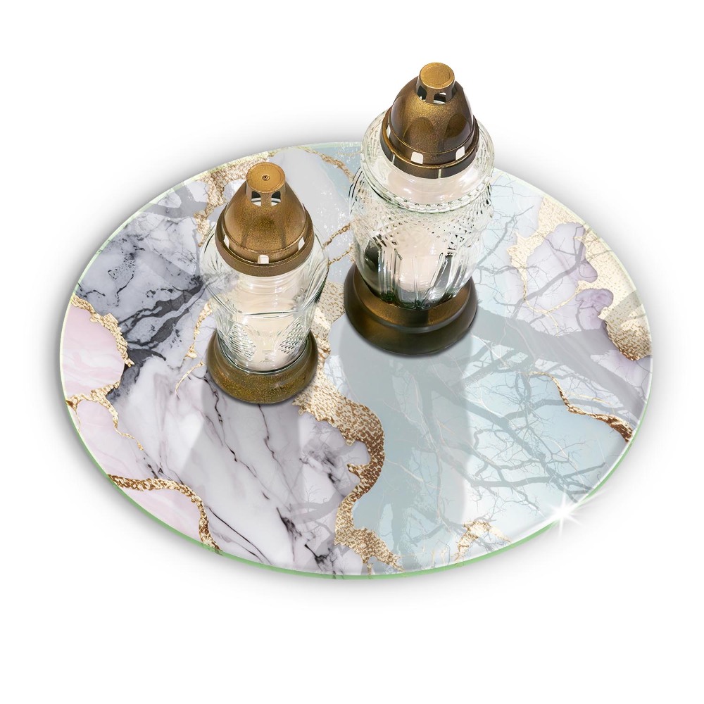 Grave candle plate Pastel marble