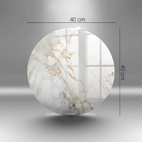 Grave candle coaster Light marble with gold