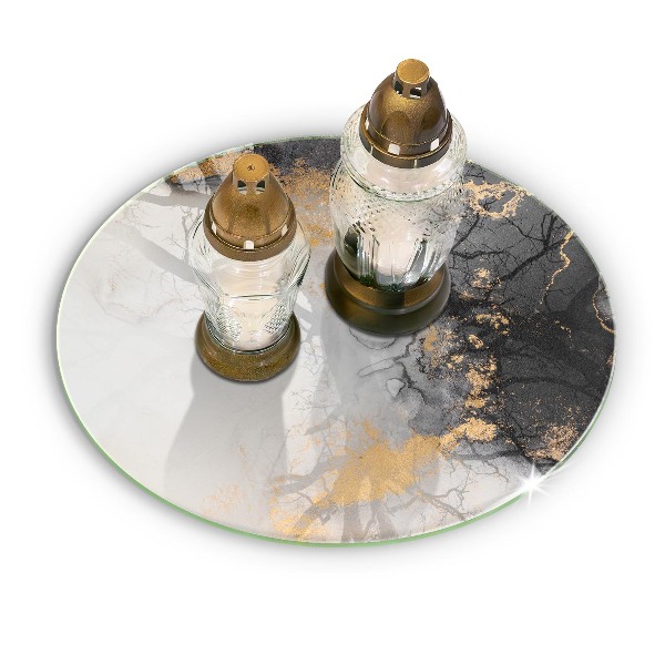 Grave candle plate Abstract with gold