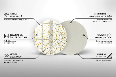 Grave candle plate Line art leaves pattern